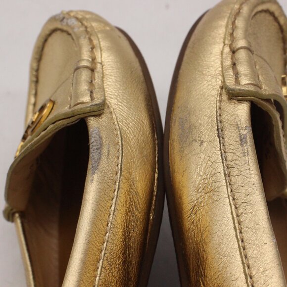 COACH Olson Women's Size 6.5 B Gold Leather Logo Loafers Slip On Shoes A2213 - Picture 10 of 10